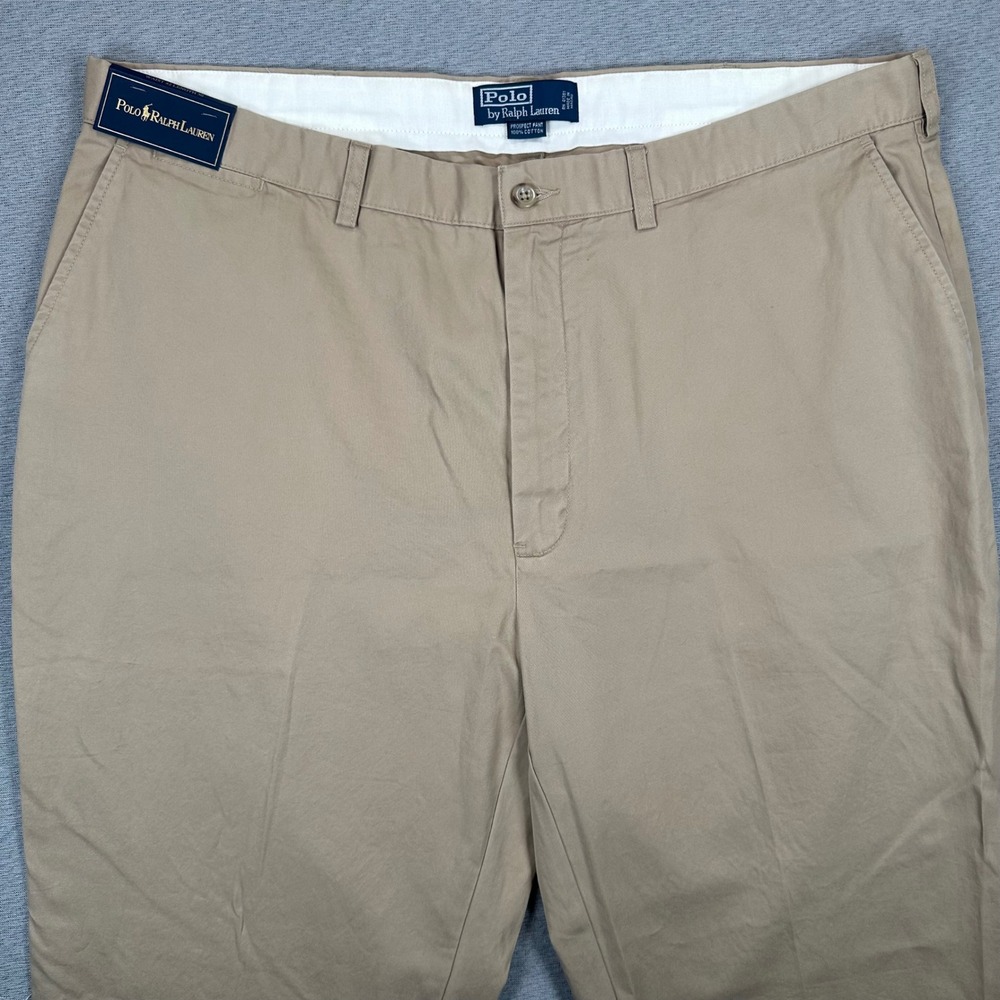VTG Polo Ralph Lauren Prospect Pant Mens 42x30 Khaki Tan Chino Trousers NEW